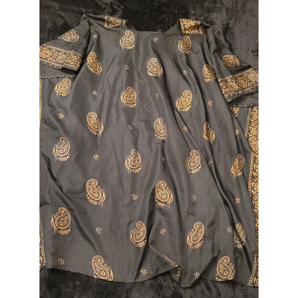 Swim Cover Up Woman's One Size Black Gold Paisley Print